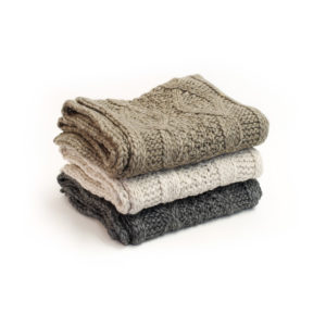 Strickschal Zopf | Taupe + Natur + Anthrazit