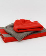 Strickschal Kaschmir gestreift - Rot