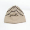Strickmütze Umschlag Bio-Baumwolle gestreift GOTS - Beige