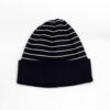 Strickmütze Umschlag Bio-Baumwolle gestreift GOTS - Marine