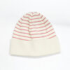 Strickmütze Umschlag Bio-Baumwolle gestreift GOTS - Wollweiß/Erdbeereis