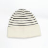 Strickmütze Umschlag Bio-Baumwolle gestreift GOTS - Wollweiß/Marine