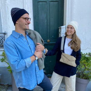 Strickmütze Umschlag Bio-Baumwolle gestreift GOTS