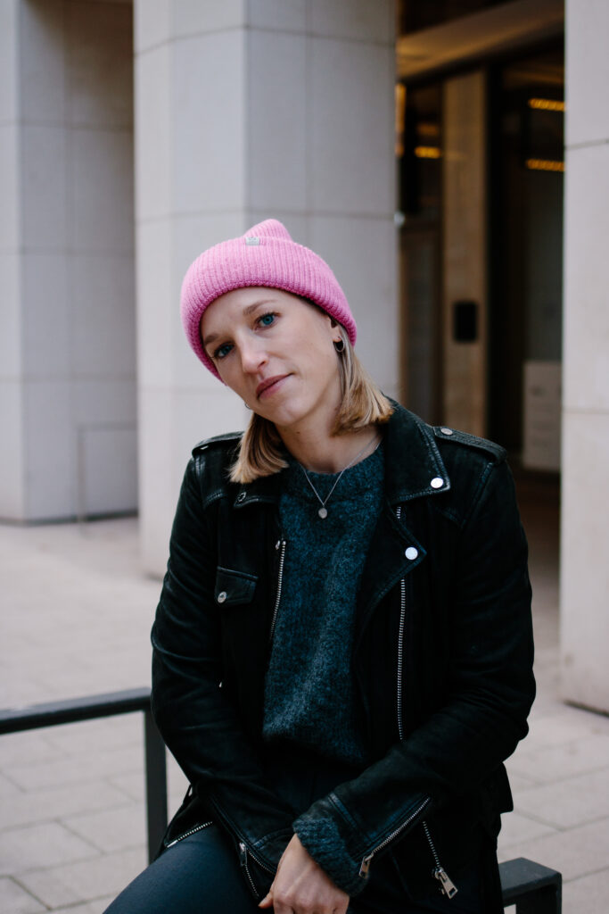 Strickmütze Umschlag GOTS Pink Strickmütze Umschlag GOTS