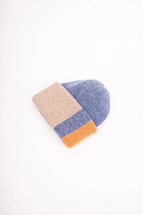 Grote Strickmütze mit Umschlag mehrfarbig