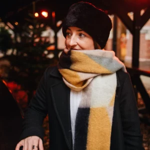 Bedacht Balsam Fake Fur Toque Seeberger gewebter Schal mit Karomuster