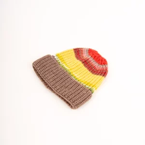 Grote Strickmütze mit Umschlag bunt