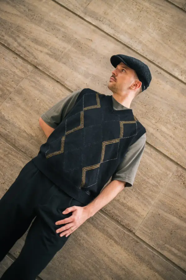 Stetson Hatteras Wool Herringbone anthrazit Ansicht von unten links