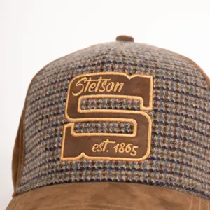 Stetson Trucker Cap Oily Goat Cashmere Wool Detailansicht Besatz aus Kaschmir und Wolle