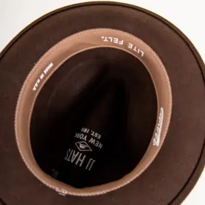 JJ Hats Fedora Lite Felt Dunkelbraun Ansicht innen