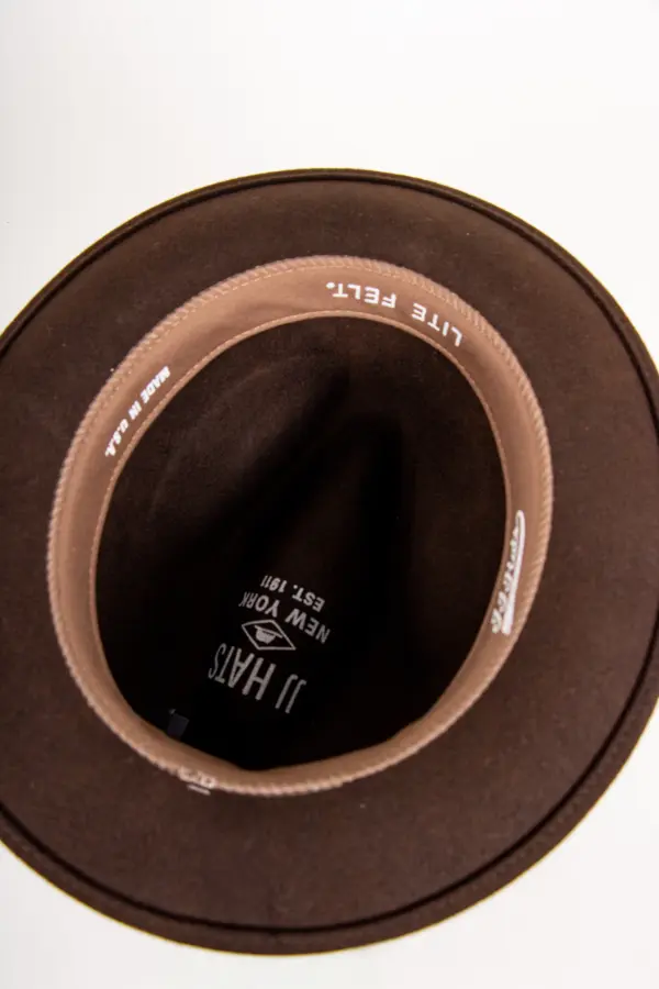 JJ Hats Fedora Lite Felt Dunkelbraun Ansicht innen