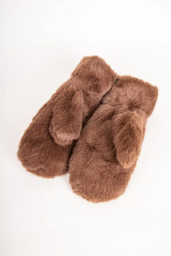 Kama Fäustlinge Fake Fur Braun