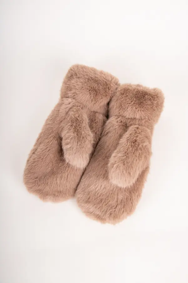 Kama Fäustlinge Fake Fur Taupe
