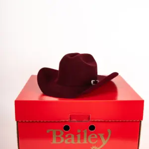 Bailey Lightning 4x Cowboyhut in Bordeau Rot auf Hutschachtel