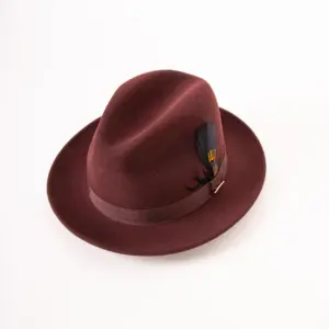 JJ Hats Fedora Lite Felt Bordeaux