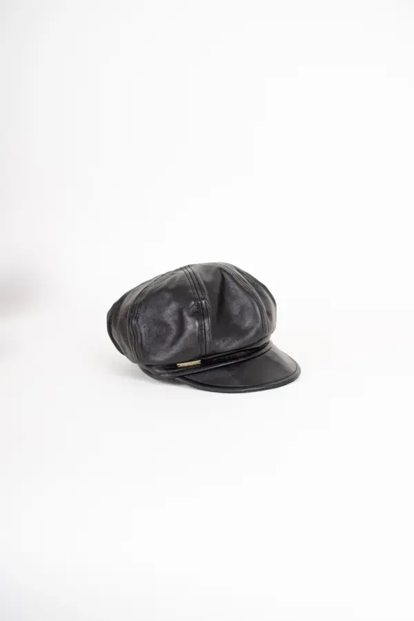 Seeberger Ballonmütze Leder Schwarz