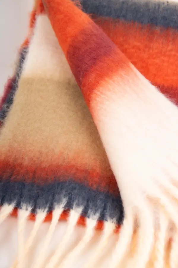 Seeberger gewebter Schal mit Streifen Kiesel Papaya