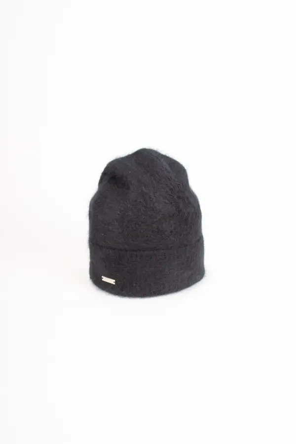 Seeberger Cashmere Mütze mit Aufschlag Schwarz