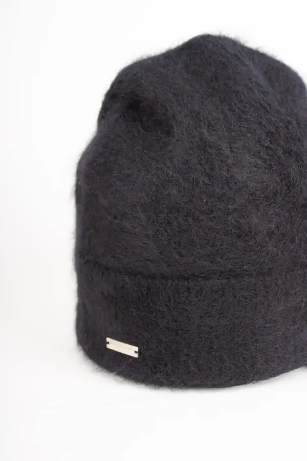 Seeberger Cashmere Mütze mit Aufschlag Schwarz