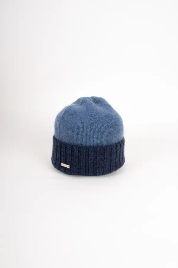 Seeberger Kaschmir Mütze zweifarbig mit Aufschlag