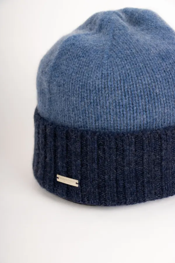 Seeberger Kaschmir Mütze zweifarbig mit Aufschlag