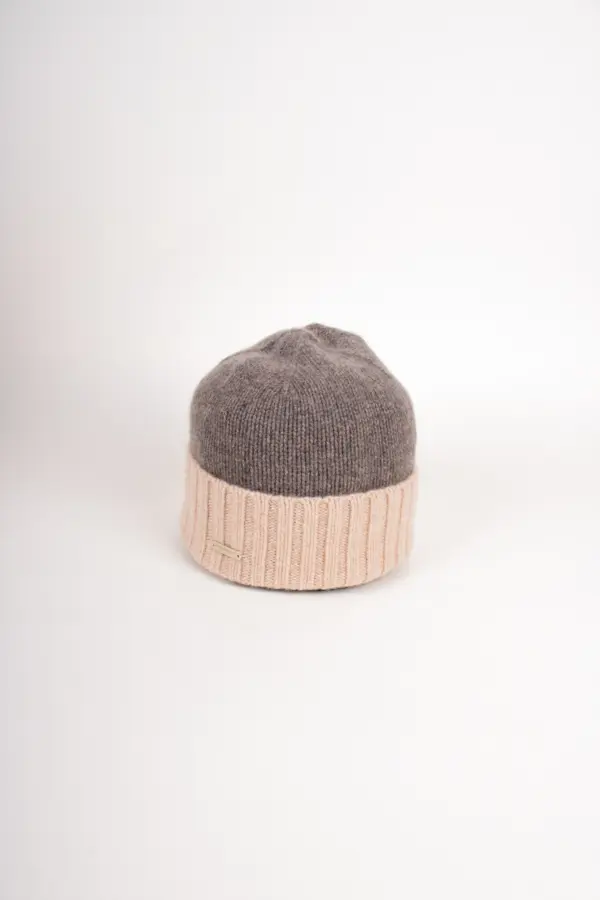 Seeberger Kaschmir Mütze zweifarbig mit Aufschlag