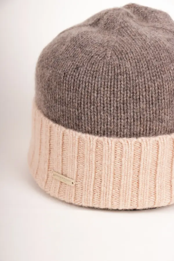 Seeberger Kaschmir Mütze zweifarbig mit Aufschlag