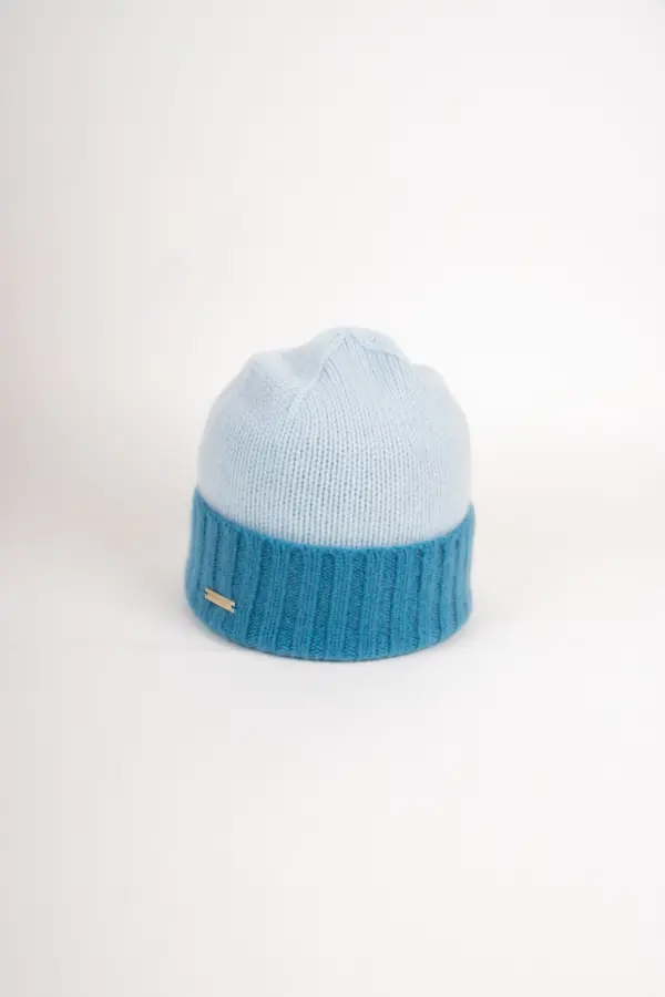 Seeberger Kaschmir Mütze zweifarbig mit Aufschlag