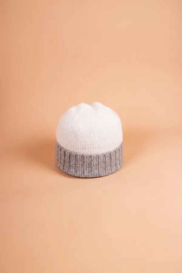 Seeberger Kaschmir Mütze zweifarbig mit Aufschlag