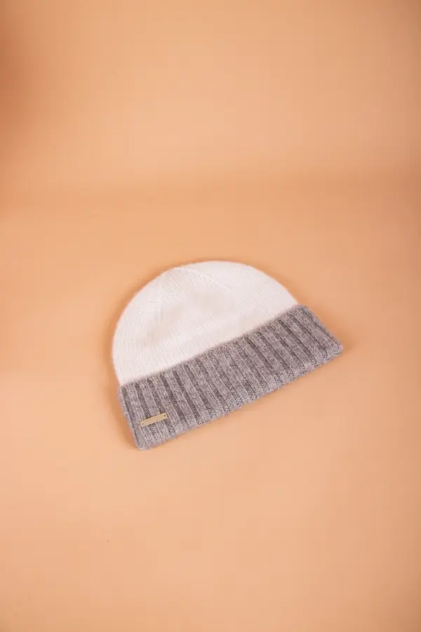 Seeberger Kaschmir Mütze zweifarbig mit Aufschlag