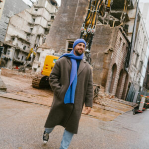 Grote Strickmütze zweifarbig mit Umschlag