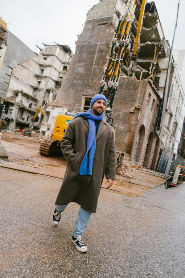 Grote Strickmütze zweifarbig mit Umschlag