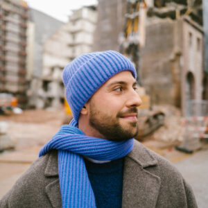 Grote Strickmütze zweifarbig mit Umschlag