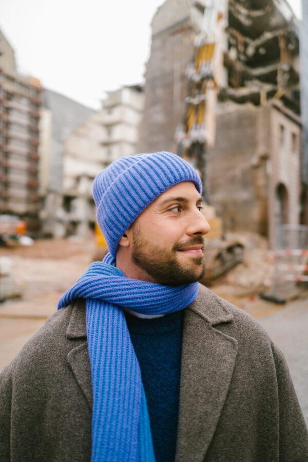 Grote Strickmütze zweifarbig mit Umschlag