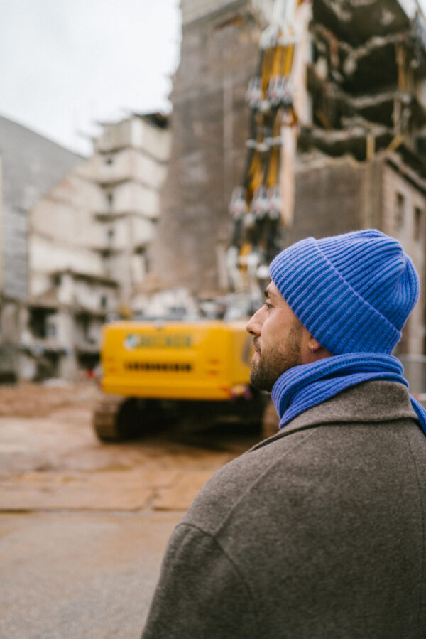 Grote Strickmütze zweifarbig mit Umschlag