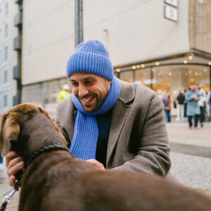 Grote Strickmütze zweifarbig mit Umschlag