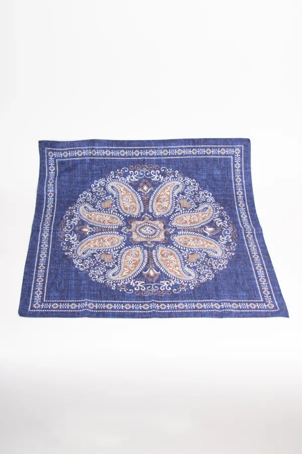 Hemley Seidentuch Paisley meliert Jeansblau