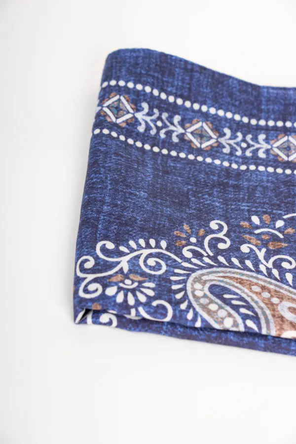 Hemley Seidentuch Paisley meliert Jeansblau