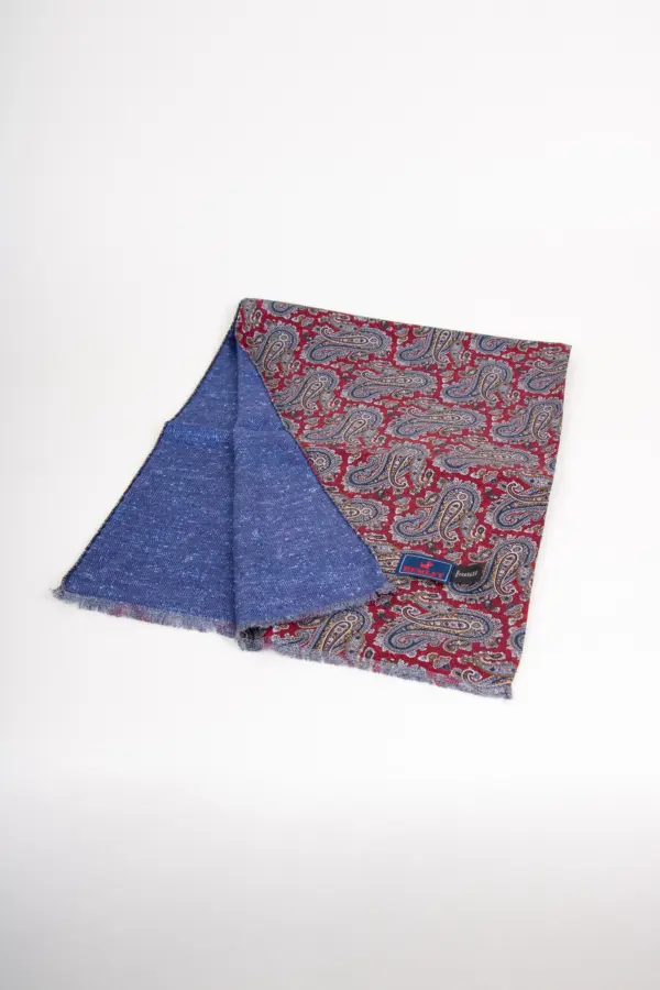 Hemley Seidenschal Blau-Bordeaux