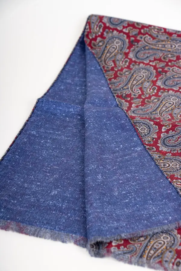 Hemley Seidenschal Blau-Bordeaux