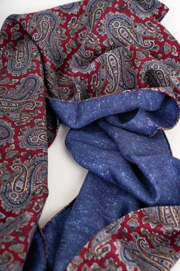 Hemley Seidenschal Blau-Bordeaux