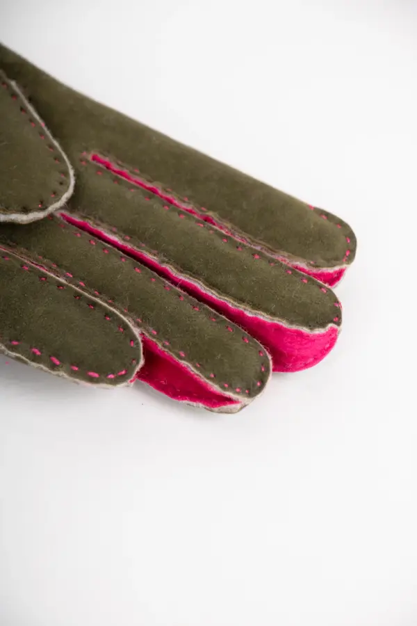 Szendelbacher Lammfell Handschuhe Olive