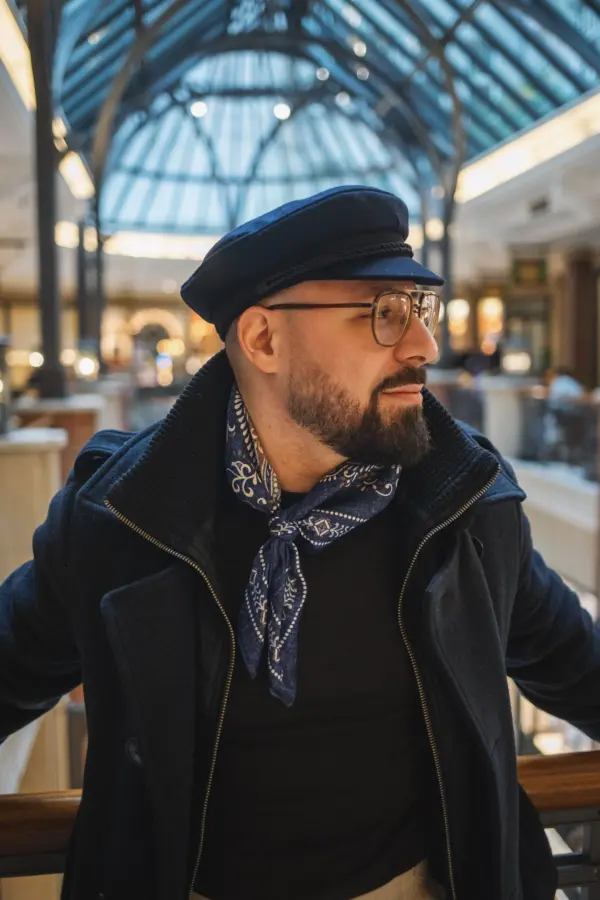 Balke Elbsegler Wolle und Hemley Seidentuch Paisley meliert blau