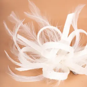 McBurn Clip Fascinator mit Federn Weiß