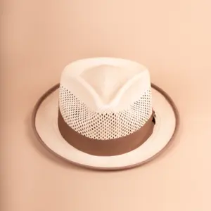 Vintimilla Hat Diamante ventiliert, kleiner Panamahut Hellbraun, Panamahut Diamond Shape