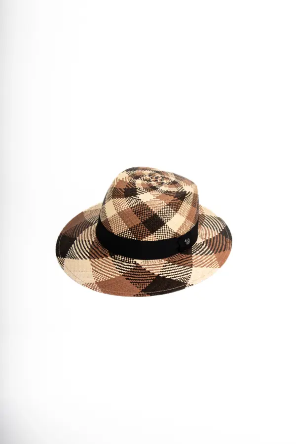 Vintimilla Hat New Bloc Cafe Check Vintimilla Hat New Bloc Cafe Check, Panamahut geflochten mit Muster