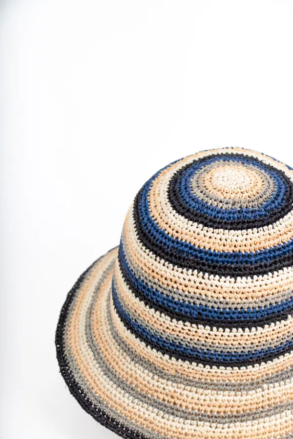 Fiebig Häkelhut gestreift aus Raffia