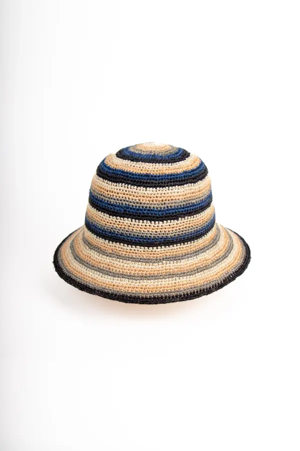 Fiebig Häkelhut gestreift aus Raffia