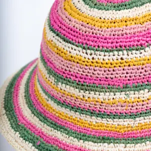 Fiebig Häkelhut gestreift aus Raffia