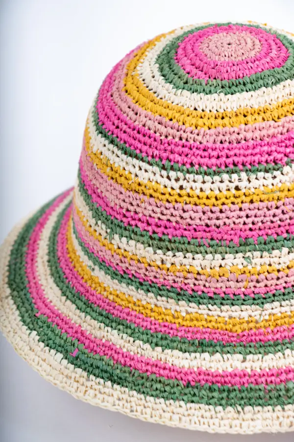 Fiebig Häkelhut gestreift aus Raffia